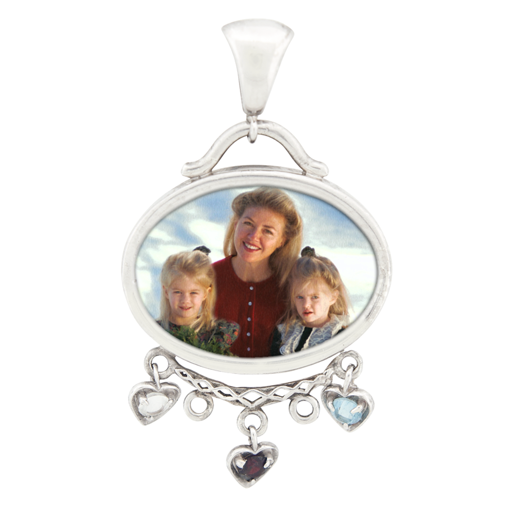 Oval Mother's Pendant -   Sterling Silver