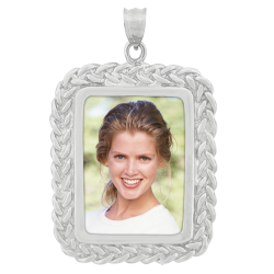 Rectangle Braid Pendant - Sterling Silver